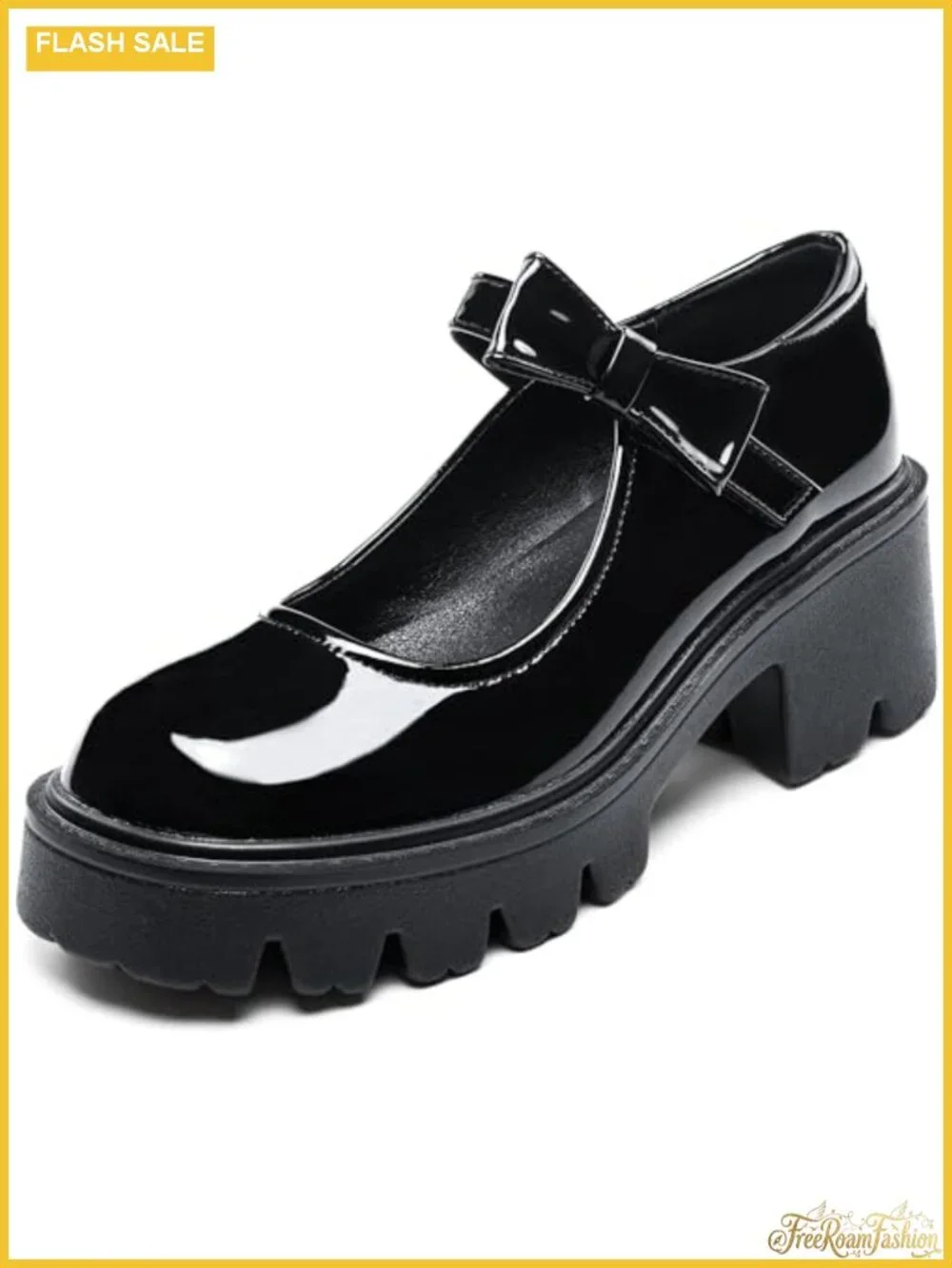 Women's Platform Mary Jane Pumps Chunky Block Heel Patent Leather Dress Shoes